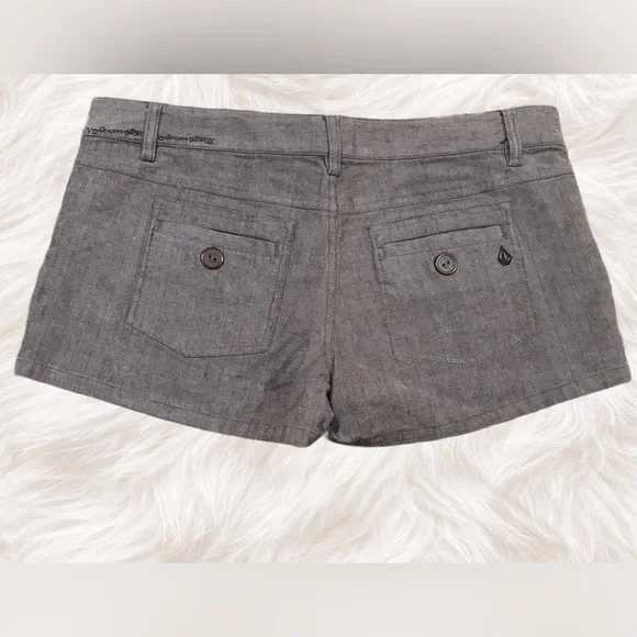 Volcom Herringbone Shorts Gray Brown Low Rise Stretch Size 11 Y2K - Picture 2 of 6